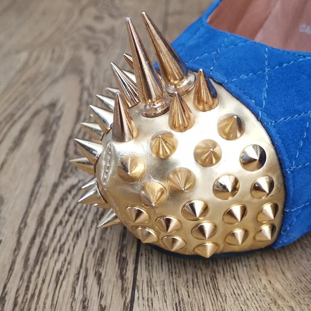 Jeffrey Campbell Battle Spike Quilted Blue Pumps 8.5 - Picture 3 of 5